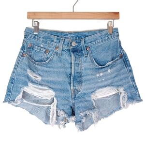 Levi's Blue Distressed Jean Shorts